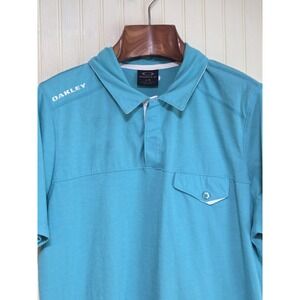 Oakley Polo Shirt Mens Large Blue Hydrolix Golf Performance Short Sleeve Pocket